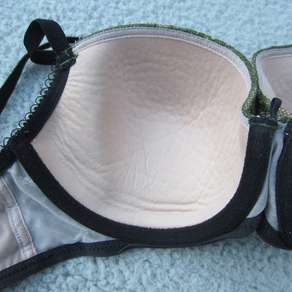 Victoria's Secret Bra Size 32D Green Nude Lace Dream Angels Lined Demi Underwire - Picture 7 of 13